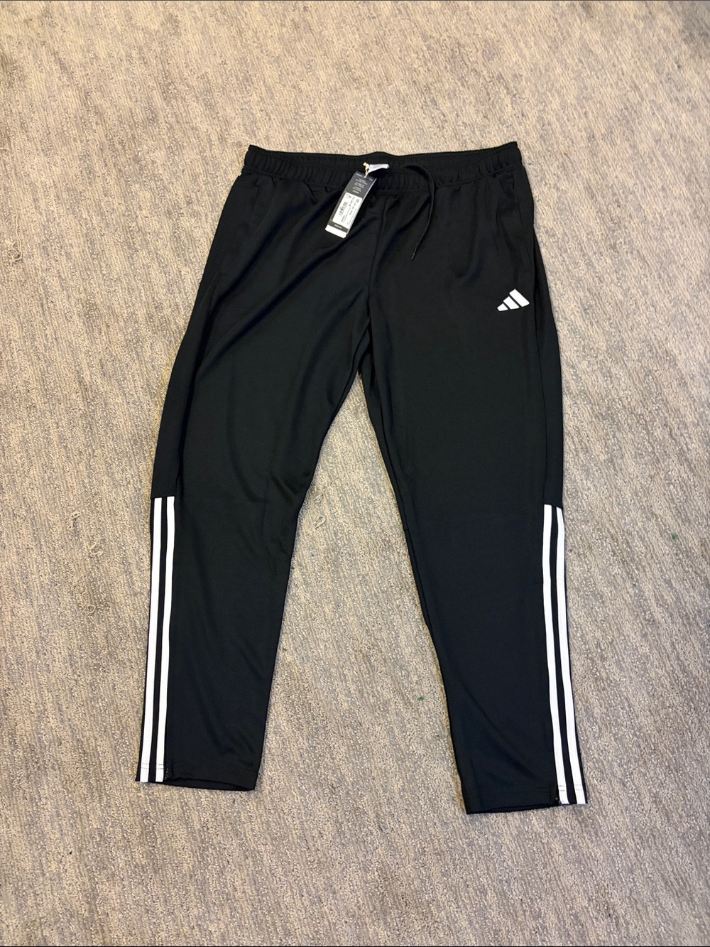 adidas Black Track Pants with White Side Stripes New 2XL Long